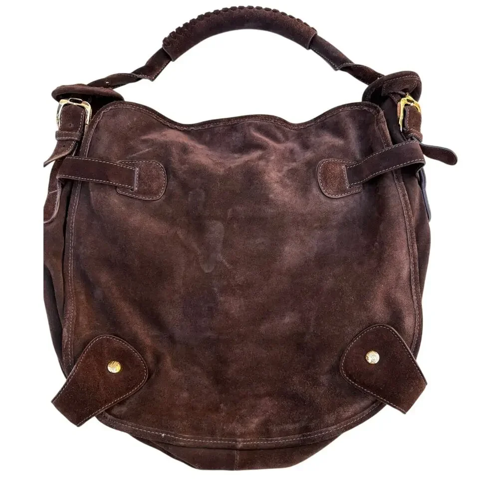 Vintage Burberry Brown Suede Hobo Bag Y2K Authenticated